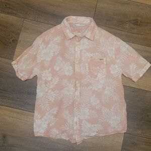 Boys Sz 11-12 Zara Light Pink Floral Button Down Shirt
